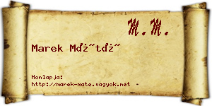 Marek Máté névjegykártya