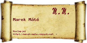 Marek Máté névjegykártya